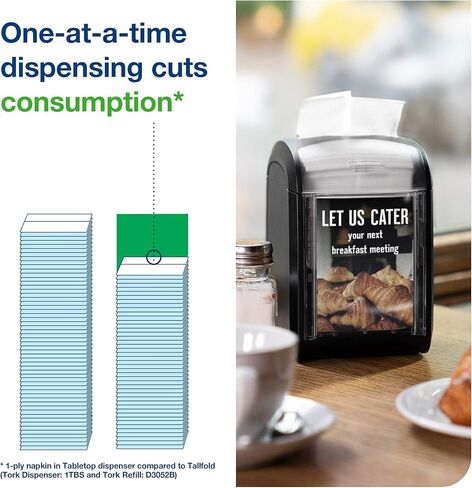 Tork Xpressnap Fit Counter Top Napkin Dispenser Starter Pack – 800743 – N14 Dispenser for Restaurants Include 2 x 120, 2-Ply, Natural Napkin Refill Packs in Saudi Arabia