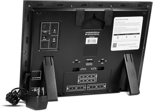 ساعة حائط ماراثون ذرية فائقة العرض، سوداء - كبيرة، شاشة بانورامية مقاس 14 بوصة - تنسيق وقت صباحًا/مساءً أو 24 ساعة، ثماني مناطق زمنية، درجة حرارة ورطوبة داخلية - بطاريتان AA متضمنتان in Kuwait