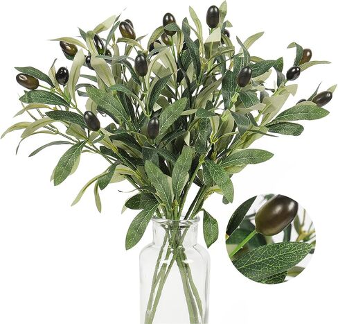 RECUTMS 5pcs Artificial Olive Branches Olive Branch Stems Faux Olive Branches for Vases Tabletop Greenery Stems for Wedding Bouquets Home Decor in Saudi Arabia
