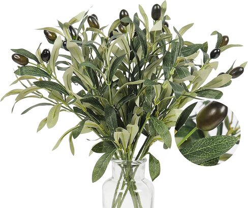 RECUTMS 5pcs Artificial Olive Branches Olive Branch Stems Faux Olive Branches for Vases Tabletop Greenery Stems for Wedding Bouquets Home Decor in Saudi Arabia