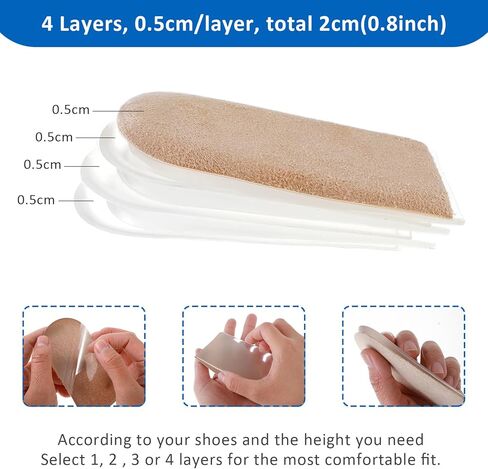 2PCS Adjust a Lift Heel Lift Orthopedic Heel Lifts, Gel Heel Wedge Inserts, 4-Layer Stackable Lifts Shorter Leg Uneven HIPS, for Leg Length Discrepancies, Heel Pain, Heel Spurs in Kuwait