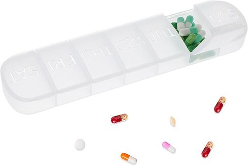 Sibba Pill Organizer 1 PC Portable Medicine Box Weekly Container Daily 7 Day Medication Case Holder Supplement Tablet Dispenser Internal Compartment Vitamin Sorter Personal Pillbox Storage Travel in Saudi Arabia