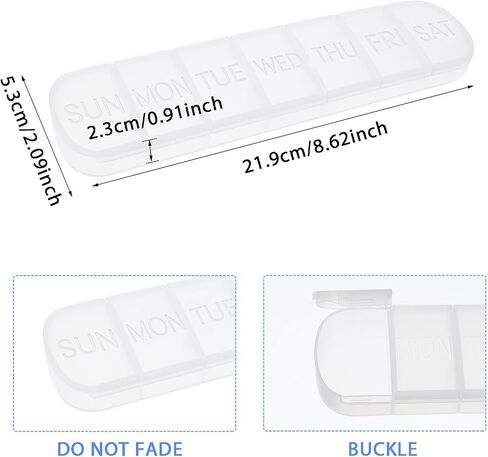 Sibba Pill Organizer 1 PC Portable Medicine Box Weekly Container Daily 7 Day Medication Case Holder Supplement Tablet Dispenser Internal Compartment Vitamin Sorter Personal Pillbox Storage Travel in Saudi Arabia