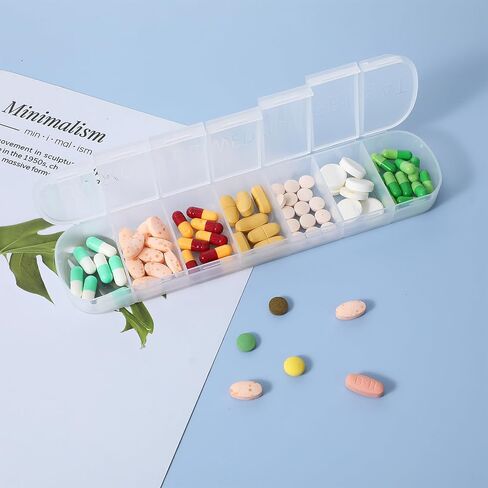 Sibba Pill Organizer 1 PC Portable Medicine Box Weekly Container Daily 7 Day Medication Case Holder Supplement Tablet Dispenser Internal Compartment Vitamin Sorter Personal Pillbox Storage Travel in Saudi Arabia