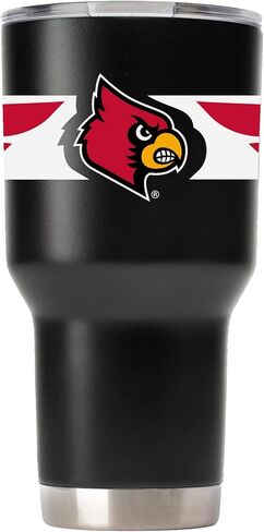 Gametime Sidekicks Louisville Cardinals Black 30oz Tumbler - Officially Licensed, 18/8 Stainless Steel, Double-walled, Vacuum-insulated, UV LED Printed Logos, Sweatless, Stays Hot/Cold - 360 Wrap in Saudi Arabia