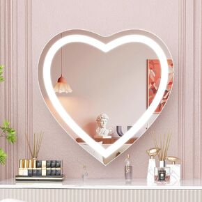 24"x24" Heart Shaped Mirror Crushed Diamond, RGBWY LED Heart Vanity Mirror with Lights, 3 Lighting Modes and 7 Static Colors, Wall Mounted LED Bathroom Mirror, Dimmable, Memory Function