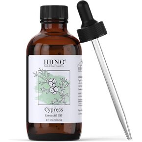 HBNO Cypress Essential Oil - Huge 4 oz (120ml) Value Size - Natural Cypress Oil, Steam Distilled - Perfect for Cleaning, Aromatherapy, DIY, Soap and Diffuser - Cypress Essential Oils