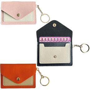 3 عبوات حامل حبوب منع الحمل لطيف مقاس 4.3 × 3 بوصة حامل حبوب صغير لمحفظة من جلد البولي يوريثان، حزمة كم حبوب منع الحمل مع حلقة مفاتيح (وردي، أسود، برتقالي) in Kuwait