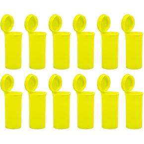 Multi-Use 13 Dram Pop Top Empty Pill Containers, Waterproof Airtight Plastic Bottles for Herbs, Supplements, Vitamins & Medicines, 12 Pack (Yellow Opaque)