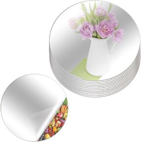 MixTeach 24Pcs Round Mirrors for Centerpieces, 8 Inches Acrylic Circle Mirror Plate 2mm Thickness Non-Glass Mirror Trays Tables Centerpieces Decorations for Home Wall Decor Wedding Table Reception