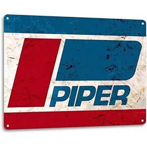 Piper Aircraft Logo Plane Jet Airplane Vintage Look Retro Wall Decor Metal Tin Sign 8X12In