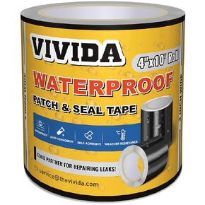 VIVIDA Waterproof Tape 4 Inch × 10 Feet, Waterproof Patch Seal Tape, Waterproof Tape for Leaks, Waterproof Tape for Indoor & Outdoor Use, Window, Hose, Pool, Underwater Repairs, 1 Roll