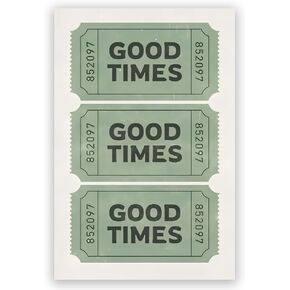 TrhjumpQx Good Times Ticket Vintage Aesthetic Posters, Green Wall Art Trendy College Dorm Apartment Wall Decor Canvas Prints 12x18inch Unframed