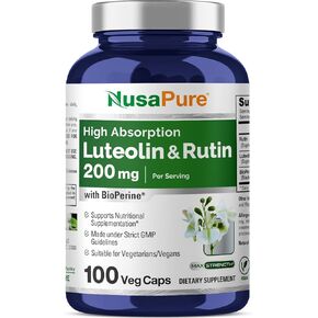 NusaPure Luteolin Complex with Rutin 200 mg | 100 Capsules | Vegetarian, Non-GMO & Vegan Flavonoid Formula