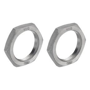 uxcell Cast Pipe Fitting Hex Locknut, 304 Stainless Steel Hex Lock Nut 1 1/2" Female Thread (DN40) for Plumbing Fixed, Water Broom and Undercarriage Cleaner