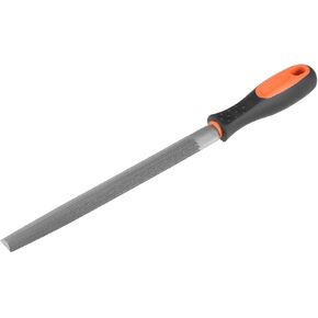 uxcell Double Cut Grade High Carbon Hardened Steel Half Round File with Rubber Hand Grip Handle, 6-Inch