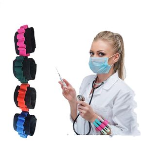 4 Pack Phlebotomy Supplies Tube Wristband Holder Set Blood Draw Kit Bracelet Strap Hold 8 Tubes Phlebotomist Accessories Easy to Carry Holder Wristband Storage Belt（RedBlueOrangeGreen (4)