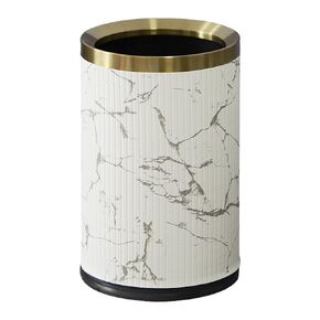 9L/2.4GAL Open Top Trash Can, Ink Painted Leather Garbage Can, Small Bathroom Trash Can, Cylindrical Wastebasket for Bathroom, Living Room, Bedroom, Office, Bank, Hotel (9L-Ink Painting)
