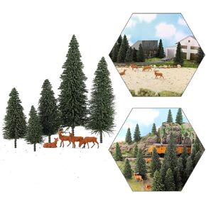 S0805 50PCS Dark Green Pine Model Cedar Trees 2.05inch (52mm) for Model Railroad Scenery Landscape Layout HO N Scale New (2Inch)