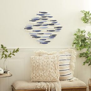 Deco 79 Metal Fish Home Wall Decor Wall Sculpture, Wall Art 53" x 1" x 20", Dark Brown