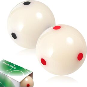 Pro-Cup Pool Cue Ball 2 1/4" 6 Dots AAA-Grade Regulation Size Pool Billiard Training Cue Ball(2 Pack,Red and Black Set)