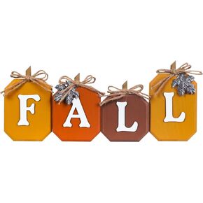 Fall Decorations for Home, Pumpkin Wood Sign with Fall Lettered for Fall Decor, Decorative Wooden Block Set Thanksgiving decor for Tables, Tiered Tray, Mantel, Thanksgiving