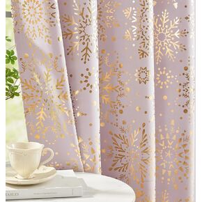 Multi Snowflake Full Blackout Curtains for Bedroom Living Room 84inch Colorful Shining Floral Print on White Thermal Window Panels for Living Room Thermal Curtains for Living Room 2pcs