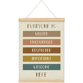 foedor Affirmations Boho Rainbow Poster Hanger Frame,I Am Brave Poster Canvas Hanging Banner for Nursery Baby Kids Girl Boy Teen Bedroom Playroom,Pastel Classroom Decor Inspirational Quotes,12x16 Inch