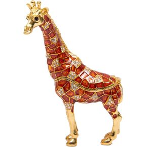QIFU Hand Painted Enameled Giraffe Style Decorative Hinged Jewelry Trinket Box Unique Gift for Home Decor