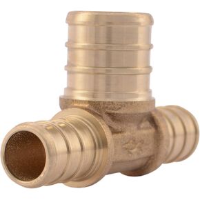 SharkBite 1/2 Inch x 1/2 Inch x 3/4 Inch Crimp Reducing Tee, Bullnose, Brass Plumbing Fitting, PEX Pipe, PE-RT, UC408LFA