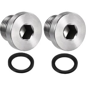 uxcell Stainless Steel Inner Hex Head M16x1.5 Pipe Fitting Plug with Seal Ring for Terminate Pipe Ends 2Pcs