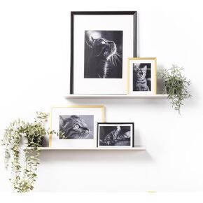 24" Metal Picture Ledge, Wall Mounted Floating Shelf - White (Set of 2)