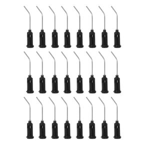 HARFINGTON 24pcs Blunt Tip Dispensing Needle 19 Gauge 1 Inch Screw Interface Bent Flow Design Bent Dispensing Tips with Luer Lock for Adhesive Glue Dispensing, Black