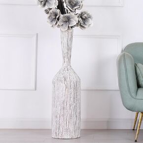 Leewadee Decorative Tall Floor Vase for Living Room Decor, 25 inches, White Wash, Resin