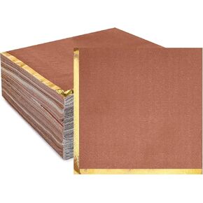 Fulmoon 100 Pack 2 Ply Cocktail Napkins Paper Gold Foil Trim Edge Beverage Dessert Disposable Paper Napkins Dinner Baby Shower Wedding Birthday Party Tableware Decorations, 5 x 5 Inches(White)