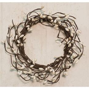 Ivory Pip Candle Ring | 6.5 inch with 3.5 inch Center | Ivory/Cream Pip Berry Spring Candle Ring Wreath | FISB13500I