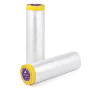 BOMEI PACK Pre-Taped Masking Film, 71inch x 66Feet Tape and Drape for Automotive Painting Covering, Two Rolls, Total 132Feet