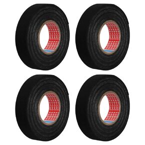 4 Rolls 200FT Wire Harness Cloth Tape,Speaker Wiring Harness Cloth Tape, Wire Loom Harness Tape Black Adhesive Fabric Tape for Automobile Electrical Wire harnessing Noise Dampening Heat Proof