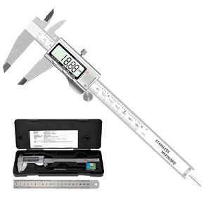 Electronic Digital Vernier Caliper, Multi Measuring Tool Stainless Steel Shell with Caliper Large LCD Screen, Auto-Off Feature, Inch/MM Conversion (6 Inch/150 mm)