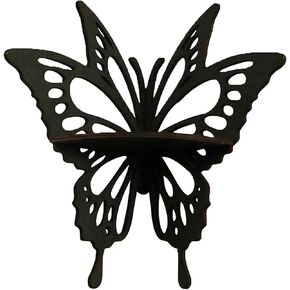 TANG SONG Butterfly Water Drop Bohemian Style Wooden Corner Shelf Decorative Shelf Floating Wall Mounted Crystal Shelf Corner Shelves for Bedroom Kitchen Office Living Room (Black)