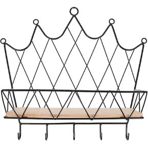 Garneck Metal Floating Shelves - Crative Crown Shaped Wall Storage Shelves - Storage Shelves wth Hooks for Home Office Organizer