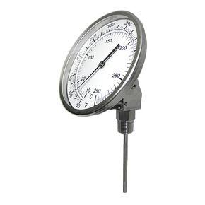 PIC Gauges B3A2-MM SS Case Bimetal Thermometer, 316 SS Stem, Adjustable Angle Connection, 3" Dial, 2" Stem Length, 50/300° F & 10/149° C Temperature Range