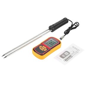 GM640 Grain Moisture Meter, Portable Digital Moisture Temperature Tester with LCD Backlit for Corn Bean Grain Purchase, Storage, Processing