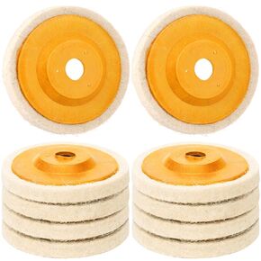 ANCIRS 10 Pack 4 Inch Round Wool Felt Disc Wheel Pad, for 100 Angle Grinder, Buffing Polishing Buffer Bore Dia- Orange