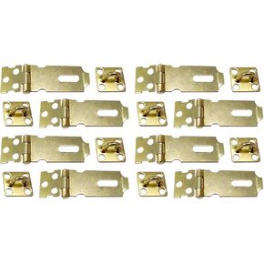 QCAA Safety HASP with Fixed Staple Steel Construction, 2", Brass Plated, 8 Pack, Made in Taiwan