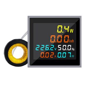 تيار متردد الجهد الكهربائي الحالي 6 في 1 مراقب طاقة الطاقة LCD شاشة رقمية الفولتميتر مقياس التيار المتردد 50.0-300.0 فولت 100 أمبير مقياس صغير متعدد فولت أمبير وات مع محول تيار CT