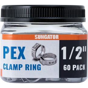 SUNGATOR 1/2 Inch Pex Crimp Rings, 120-Pack Pex Cinch Clamp Ring, Stainless Steel Pex Clamps Pinch Ring for Pex Fittings, Pex Tubing Pipes Connection, Ideal for Large Plumbing Projects and DIY Users