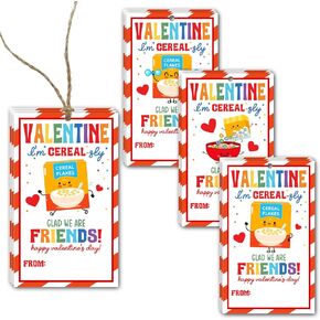 40 PCS Valentine's Day Paper Gift Tags with String,Cute UnicornsTheme DIY Present Wrap Hang Label, Kids Hang Name Label, Valentine's Day Anniversary Party Wrapping, 4 Style - LH161