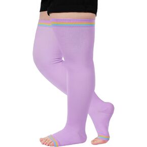 القمر الخشب حجم كبير المفتوحة تو الفخذ جوارب عالية الضغط 15-20mmHg واسعة العجل بدون أكمام جوارب ضغط للنساء in Kuwait