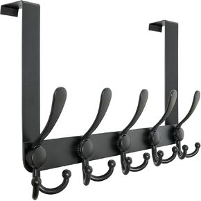 Dseap SimpleStrong Door Hook 2.0 (Upgraded) - Heavy Duty Over-The-Door Hanger with 5 Tri Hooks, Behind Door Coat Rack, Bronze, Pack of 2